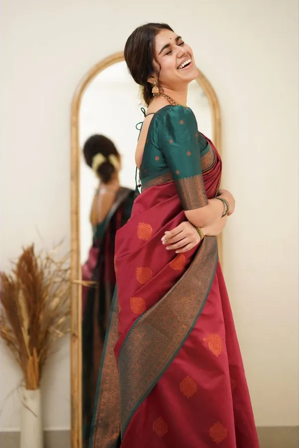 MAROON_PURE_BANARASI_SAREE